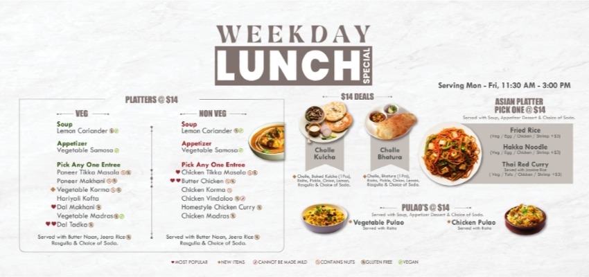 Weekday Lunch Menu 