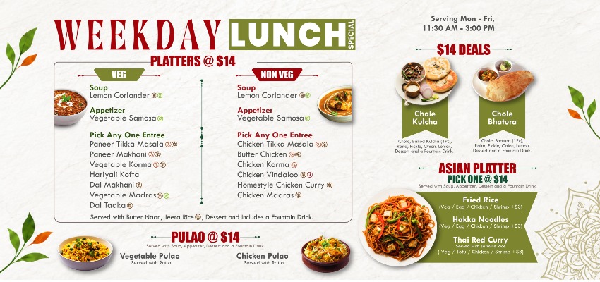 Weekday Lunch Menu 